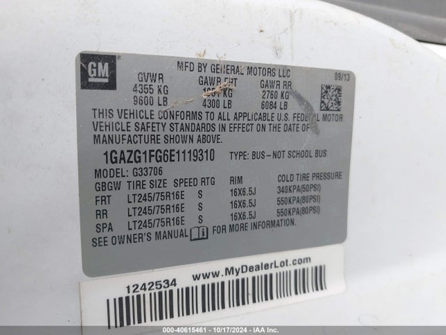 Chevrolet Express 3500 Lt 2014 1GAZG1FG6E1119310 Image 9