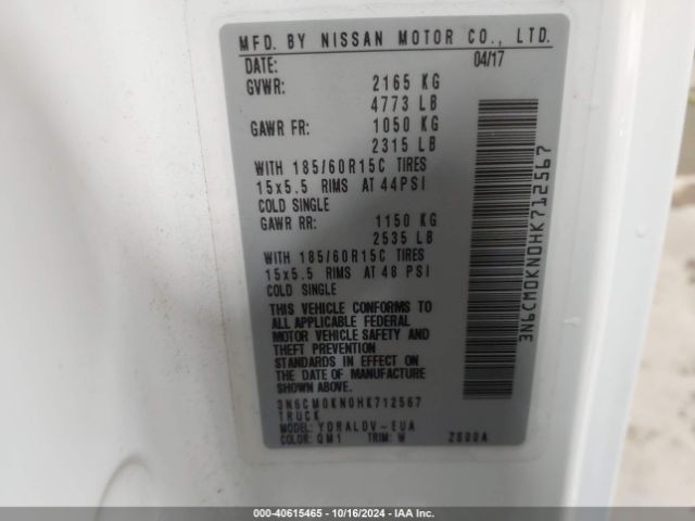 3N6CM0KN0HK712567 Nissan Nv200 S