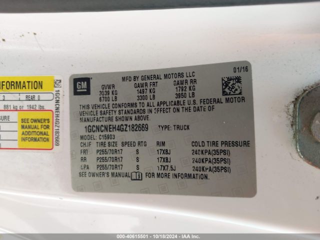 1GCNCNEH4GZ182669 Chevrolet Silverado 1500 Wt