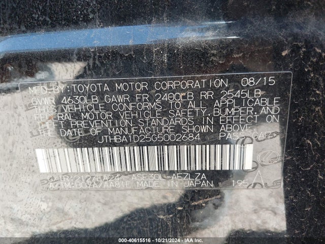 JTHBA1D25G5002684 Lexus IS 200T