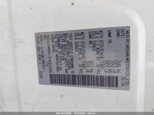 5N1AL0MN0EC540306 Infiniti QX60