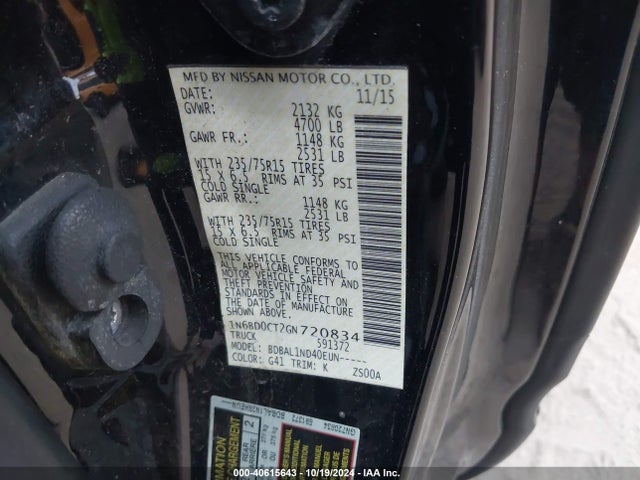Nissan FRONTIER S 2016 1N6BD0CT2GN720834 Image 9