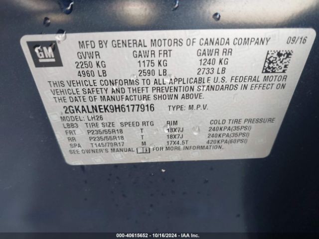 2GKALNEK9H6177916 GMC Terrain Sle-2
