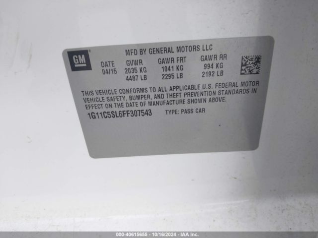 1G11C5SL6FF307543 Chevrolet MALIBU 1LT
