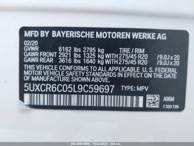 5UXCR6C05L9C59697 BMW X5 Xdrive40i