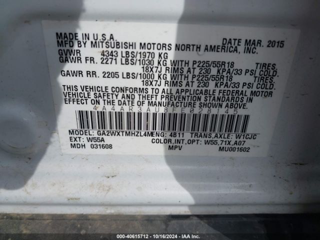 2015 MITSUBISHI OUTLANDER SPORT 4A4AR3AU8FE028145 Photo 8