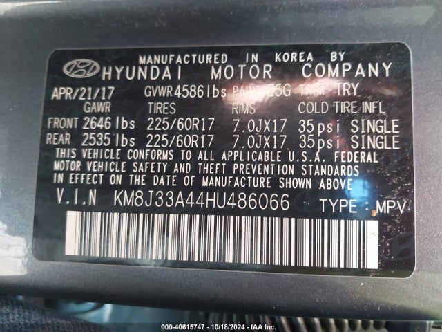 Hyundai TUCSON SE 2017 KM8J33A44HU486066 Image 9