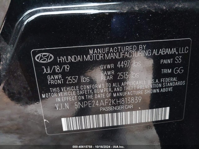 Hyundai SONATA SE 2019 5NPE24AF2KH813839 Image 9