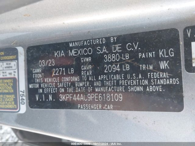 3KPF44AC9PE618109 KIA Forte Gt Manual