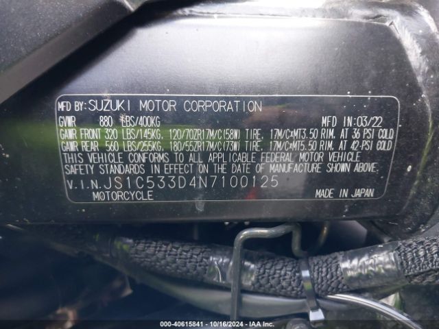 2022 SUZUKI GSX-S750 JS1C533D4N7100125 Photo 9