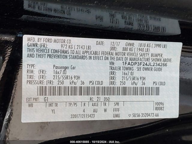 1FADP3F24JL234266 Ford FOCUS SE