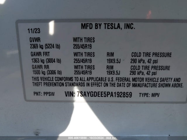 2023 TESLA MODEL Y 7SAYGDEE5PA192859 Photo 8