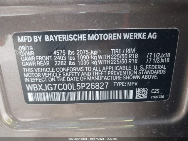 WBXJG7C00L5P26827 BMW X1 Sdrive28i