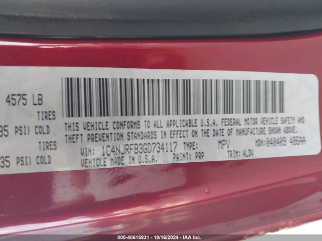 1C4NJRFB3GD734117 Jeep Patriot High Altitude Edition