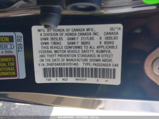 2HGFG4A53EH701465 Honda CIVIC SI