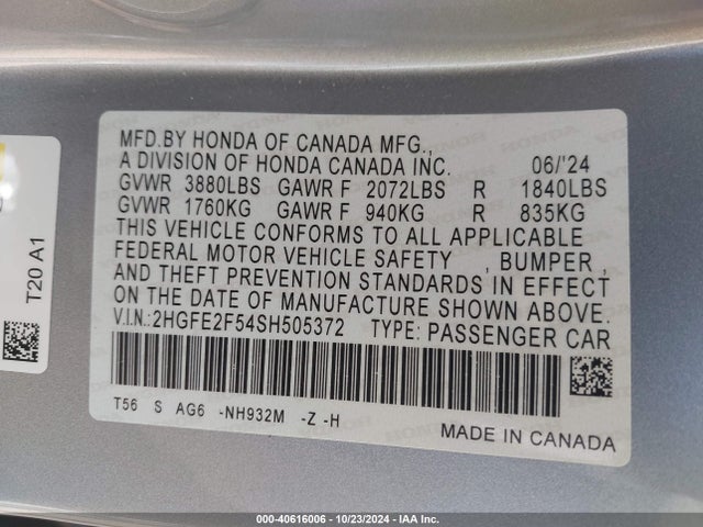 Honda Civic Sport 2025 2HGFE2F54SH505372 Image 9