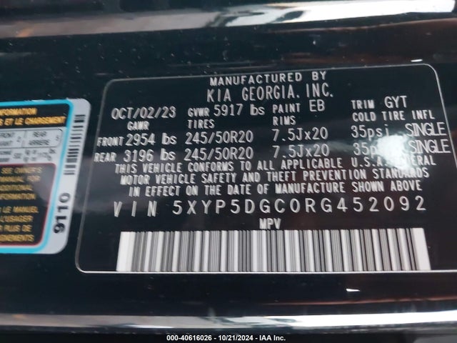 5XYP5DGC0RG452092 KIA Telluride Sx Prestige