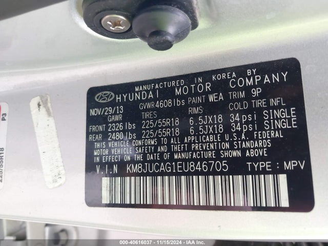 Hyundai Tucson Limited 2014 KM8JUCAG1EU846705 Image 9