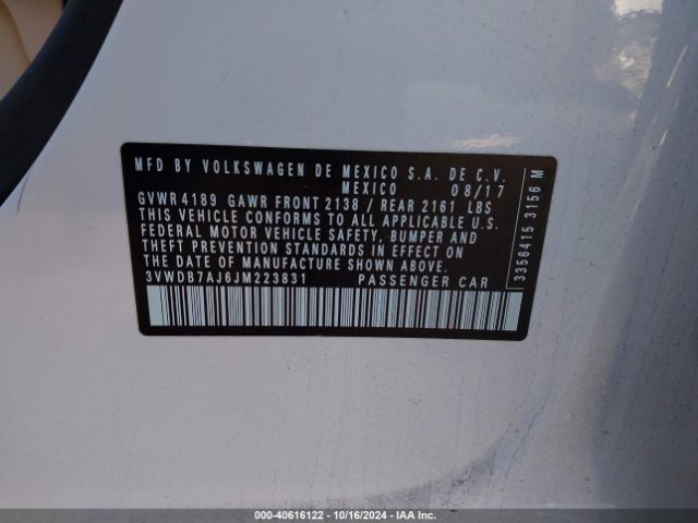 3VWDB7AJ6JM223831 Volkswagen Jetta 1.4t Se/1.4t Wolfsburg Edition