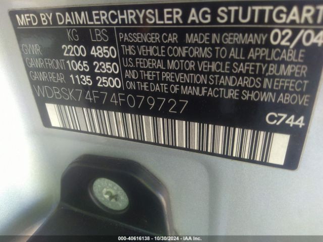 2004 MERCEDES-BENZ SL 55 AMG WDBSK74F74F079727 Photo 8