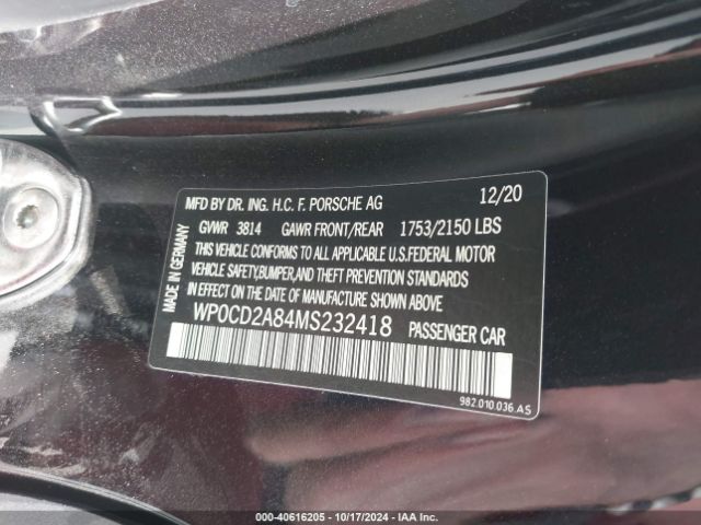 2021 PORSCHE 718 BOXSTER WP0CD2A84MS232418 Photo 8
