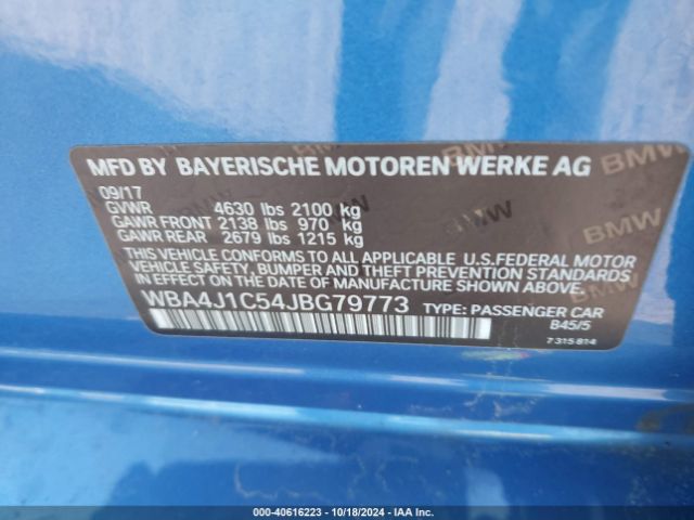 WBA4J1C54JBG79773 BMW 430i Gran Coupe