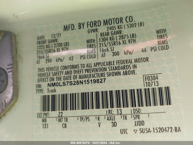 Ford Transit Connect Xl Cargo Van 2022 NM0LS7S28N1519827 Image 9