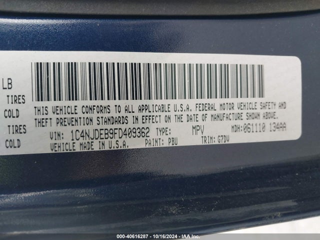 1C4NJDEB9FD409362 Jeep Compass Latitude