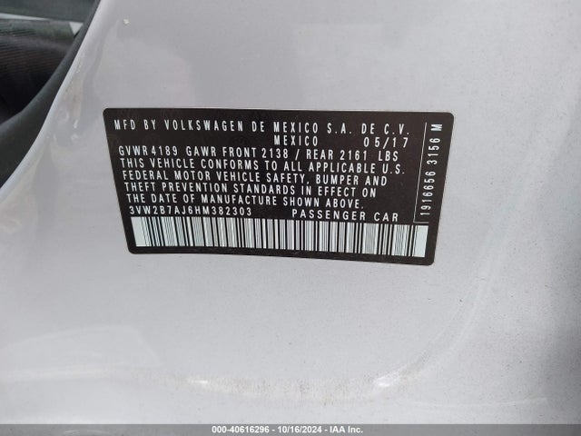 Volkswagen Jetta 1.4t S 2017 3VW2B7AJ6HM382303 Image 9