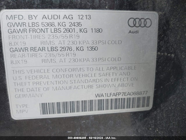 2014 AUDI Q5 WA1LFAFP7EA068877 Photo 8