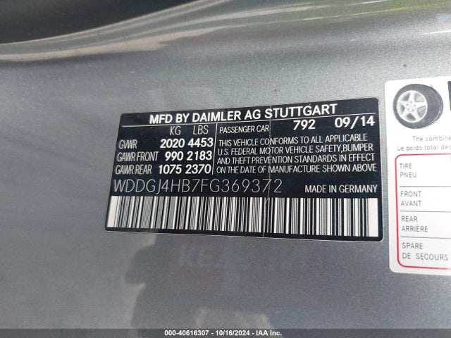 WDDGJ4HB7FG369372 Mercedes-Benz C 250
