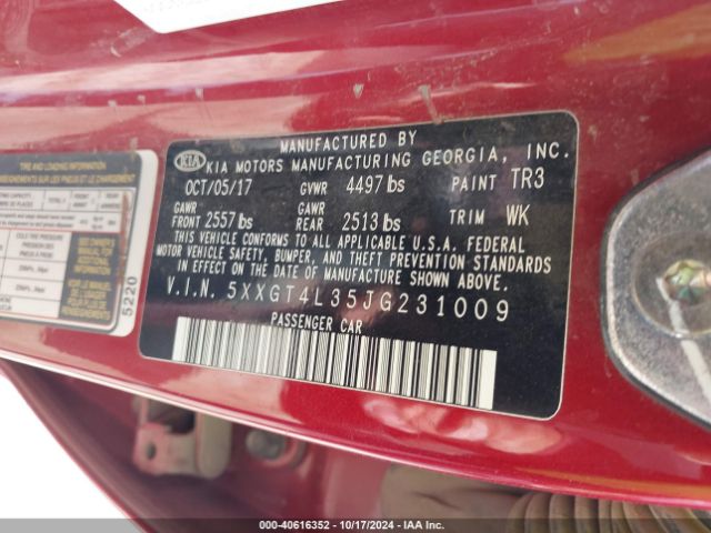 5XXGT4L35JG231009 KIA Optima S