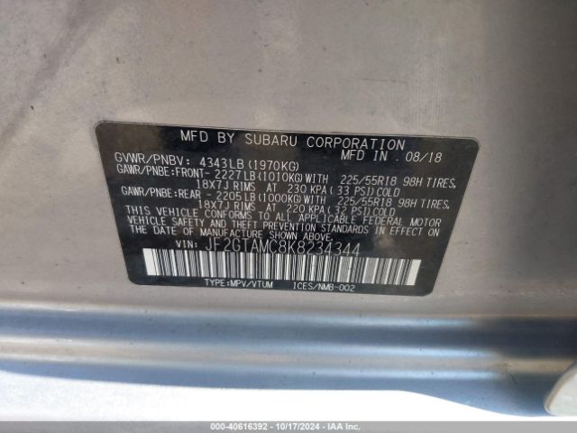 JF2GTAMC8K8234344 Subaru Crosstrek 2.0i Limited