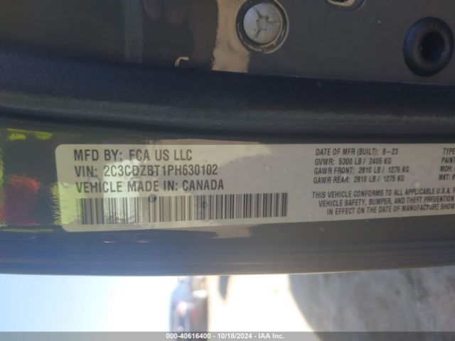 2C3CDZBT1PH630102 Dodge Challenger R/t