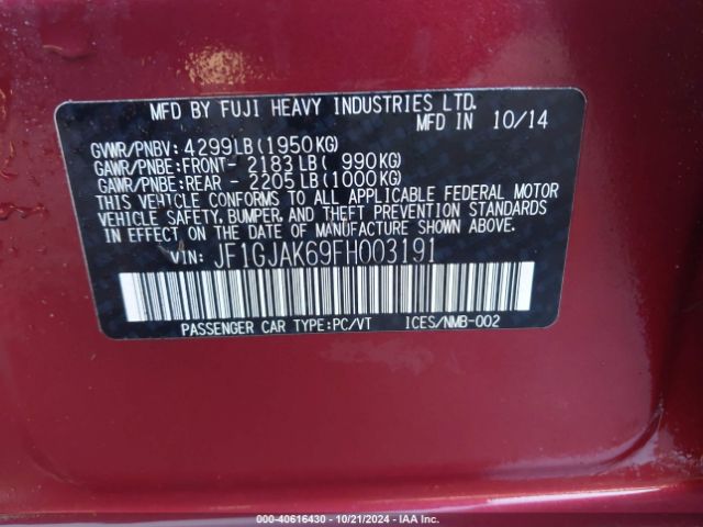 JF1GJAK69FH003191 Subaru Impreza 2.0i Premium