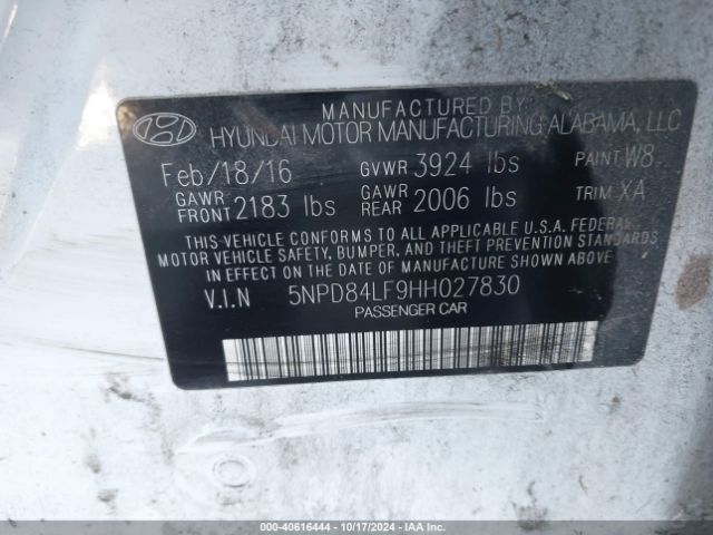 5NPD84LF9HH027830 Hyundai Elantra Limited