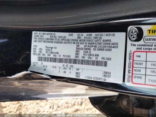 3FADP4EJXGM156405 Ford FIESTA SE