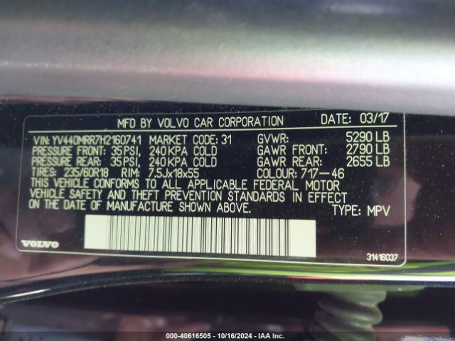 YV440MRR7H2160741 Volvo Xc60 T5 Dynamic