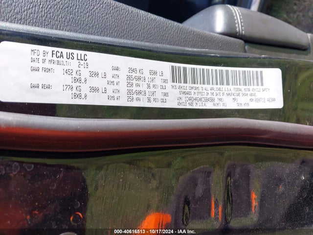 1C4RDHAGXKC684580 Dodge Durango Sxt Rwd
