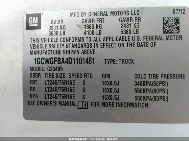 2013 CHEVROLET EXPRESS 2500 1GCWGFBA4D1101461 Photo 8