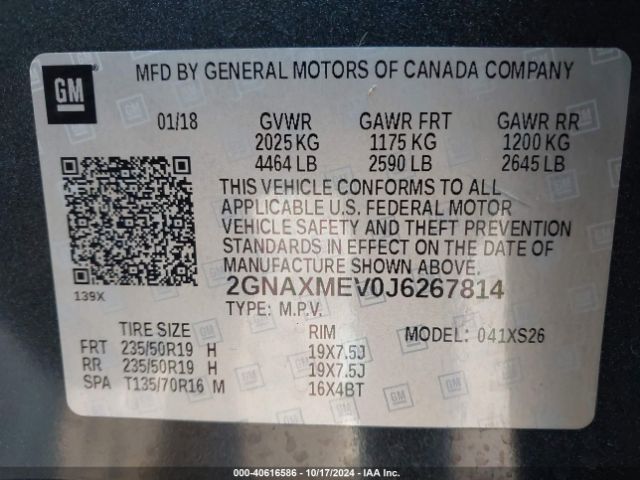 2018 CHEVROLET EQUINOX 2GNAXMEV0J6267814 Photo 8
