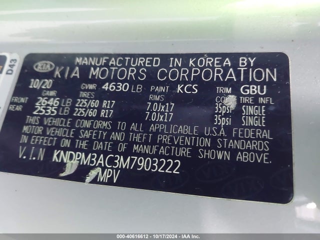 KIA Sportage Lx 2021 KNDPM3AC3M7903222 Image 9