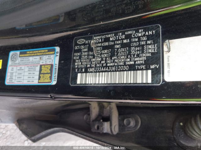 KM8J33A44JU612030 Hyundai TUCSON SEL