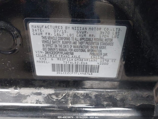 3N1CE2CP7FL448768 Nissan Versa Note Sv