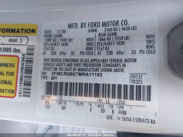 Ford Bronco Sport Big Bend 2021 3FMCR9B67MRA11183 Image 9