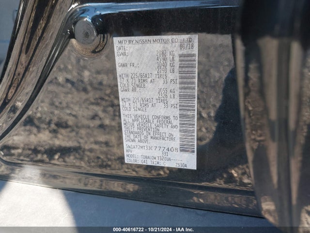5N1AT2MT3JC777408 Nissan ROGUE SV