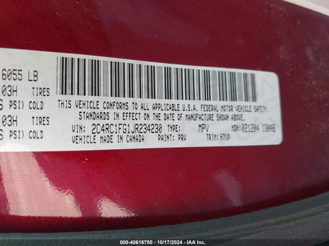 2C4RC1FG1JR234230 Chrysler Pacifica Touring Plus