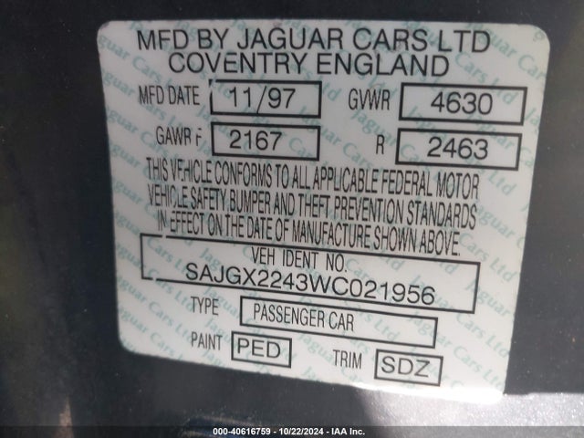 1998 JAGUAR XK8 SAJGX2243WC021956 Photo 8