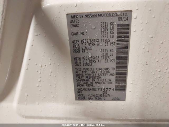 Nissan Pathfinder Sl 2014 5N1AR2MM4EC734774 Image 9