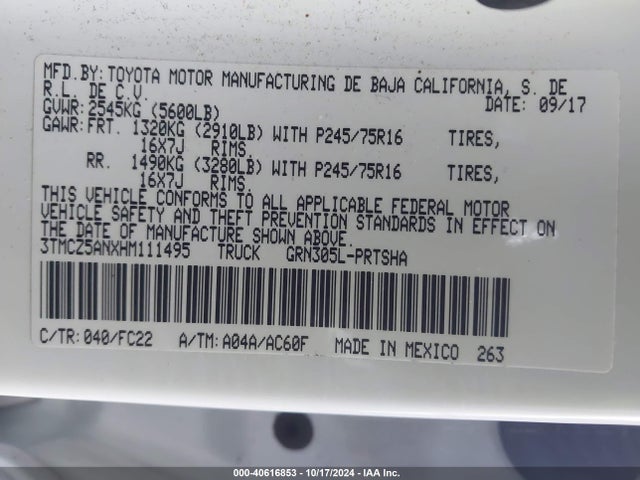 3TMCZ5ANXHM111495 Toyota Tacoma Sr5 V6